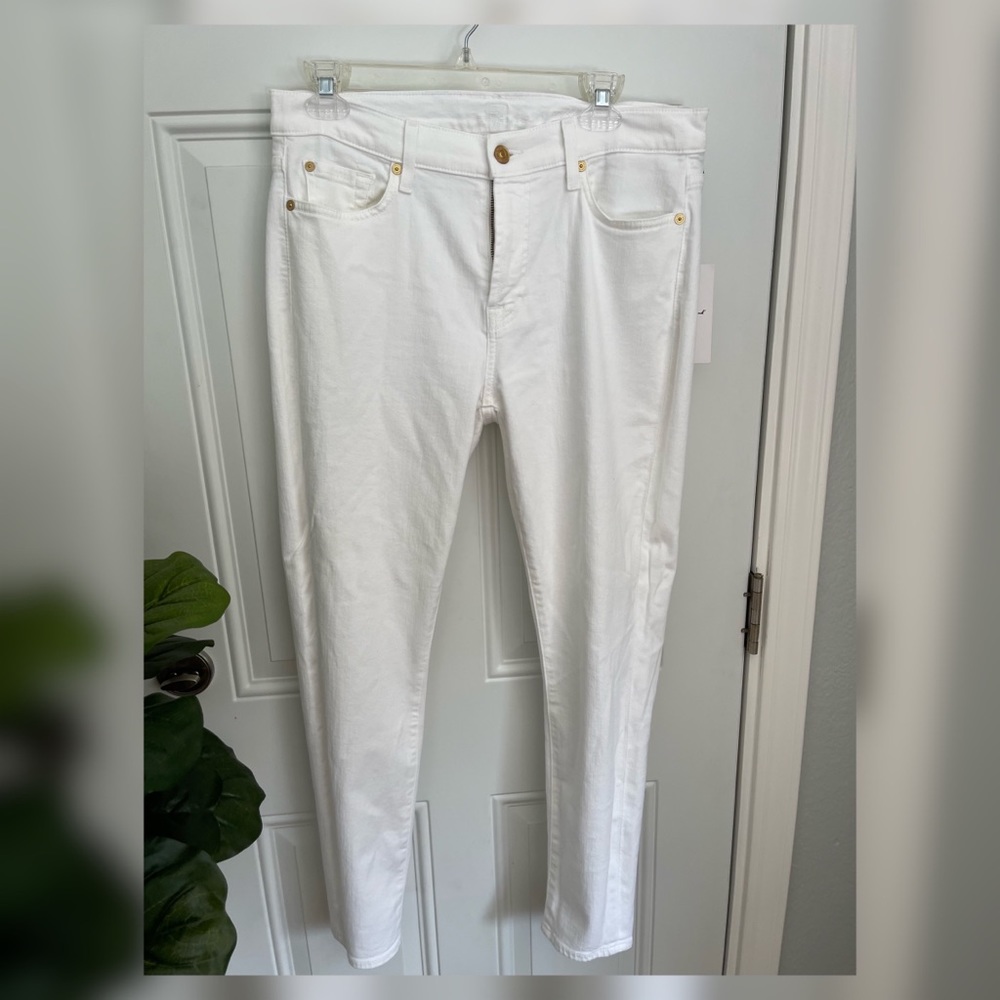 7 for All Mankind White Skinny Jeans